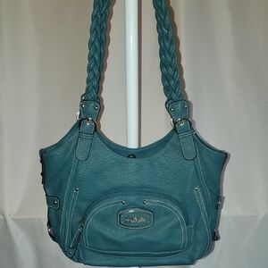 Teal Blue Braided Handle Women's Bag